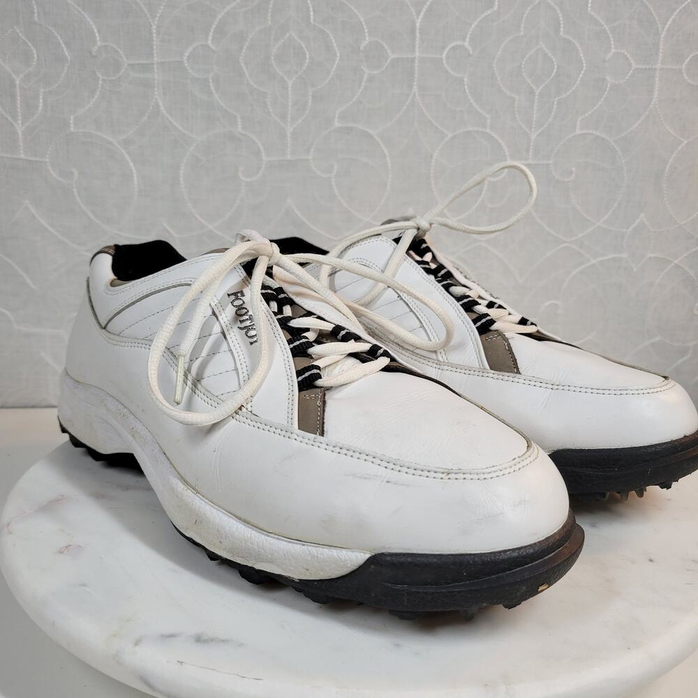 FootJoy Mens Golf Shoes 11.5W White Leather Lace Up Soft Spikes Sneaker 57930